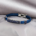 Men Silver Sapphire Stone Bracelet