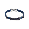 Men Silver Sapphire Stone Bracelet