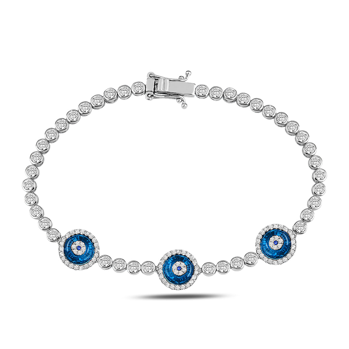 Silver Blue Evil Eye Tennis Bracelet Evil Eye Charm