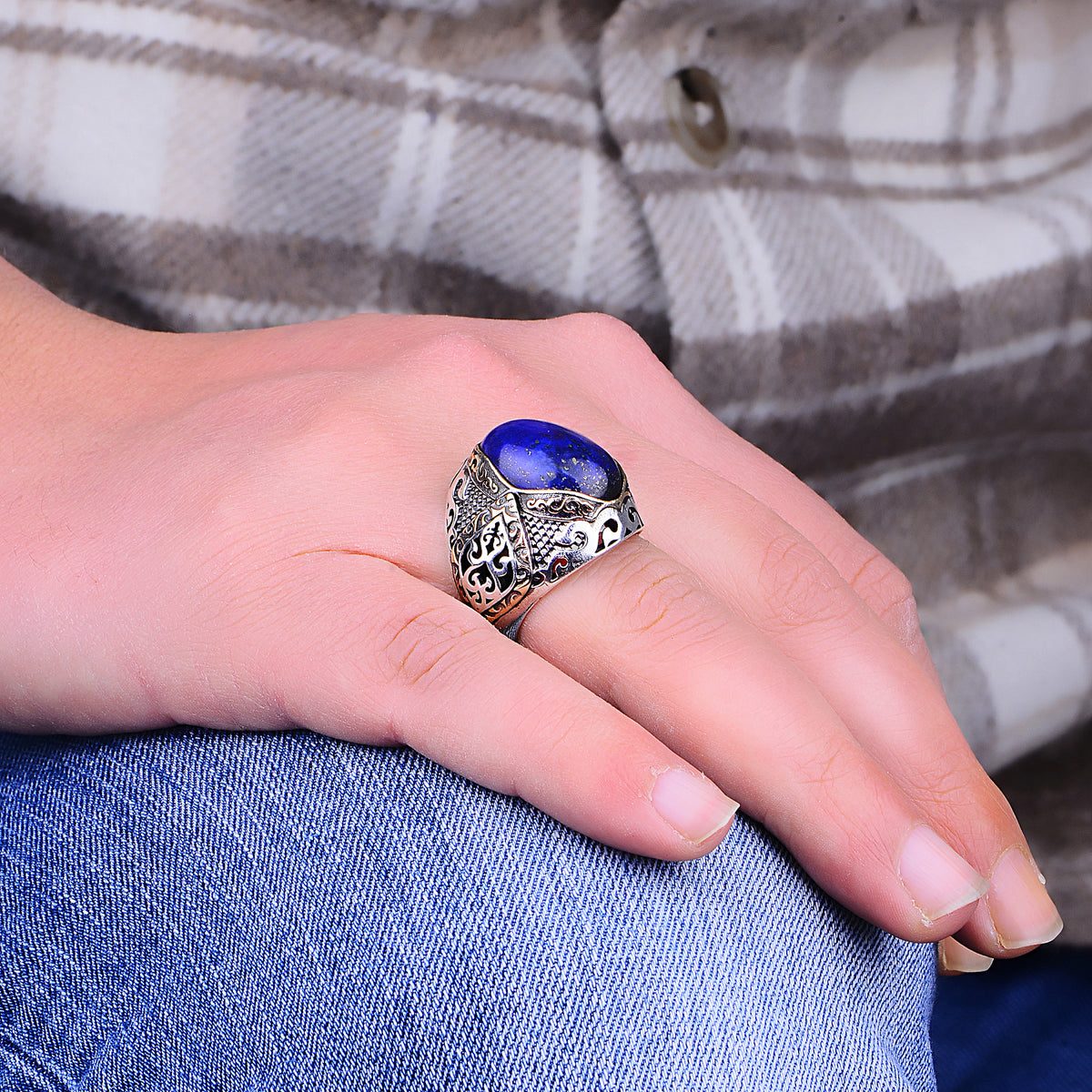Silver Handmade Ottoman Style Lapis Lazuli Ring