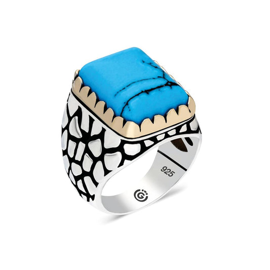 Silver Handmade Ottoman Style Turquoise Stone Ring