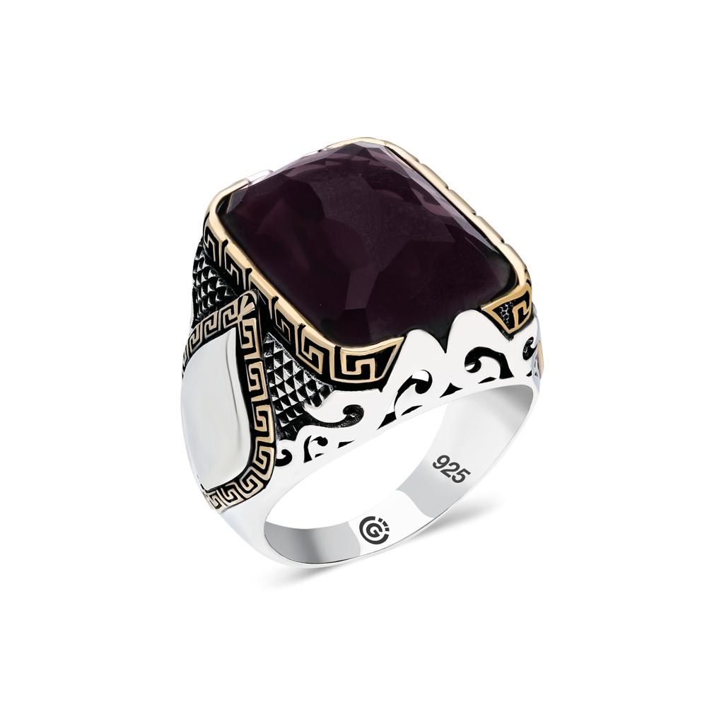 Silver Handmade Ottoman Style Amethyst Stone Ring