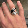 925 Sterling Silver Zulfiqar Sword Ring with Black Onyx for Men
