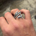 925 Sterling Silver Zulfiqar Sword Ring with Black Onyx for Men