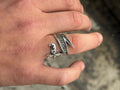 925 Sterling Silver Double Zulfiqar Sword Ring with Marcasite Stones