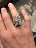 925 Sterling Silver Engraved Double Zulfiqar Sword Ring