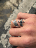 925 Sterling Silver Engraved Double Zulfiqar Sword Ring