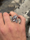 925 Sterling Silver Black Stone Zulfiqar Sword Ring for Men