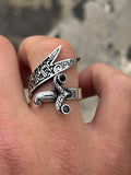 925 Sterling Silver Black Stone Zulfiqar Sword Ring for Men