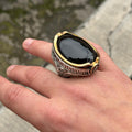 Men Silver Large Black Onyx Ring , Oval Heavy Onyx Mens Handmade Big Ring , Men Sterling Silver Ring, Ottoman Jewelry