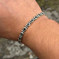 925 Silver Black Onyx Chain Bracelet, Solid Vintage Chain Bracelet, Gothic Chain Bracelet, Men Solid Sterling Silver Chain