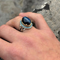 925 Silver Blue Tiger Eye Stone Ring, Vintage Tiger Eye Gemstone Ring , Handmade Silver Ring , Ottoman Style, 925K Sterling Silver Ring