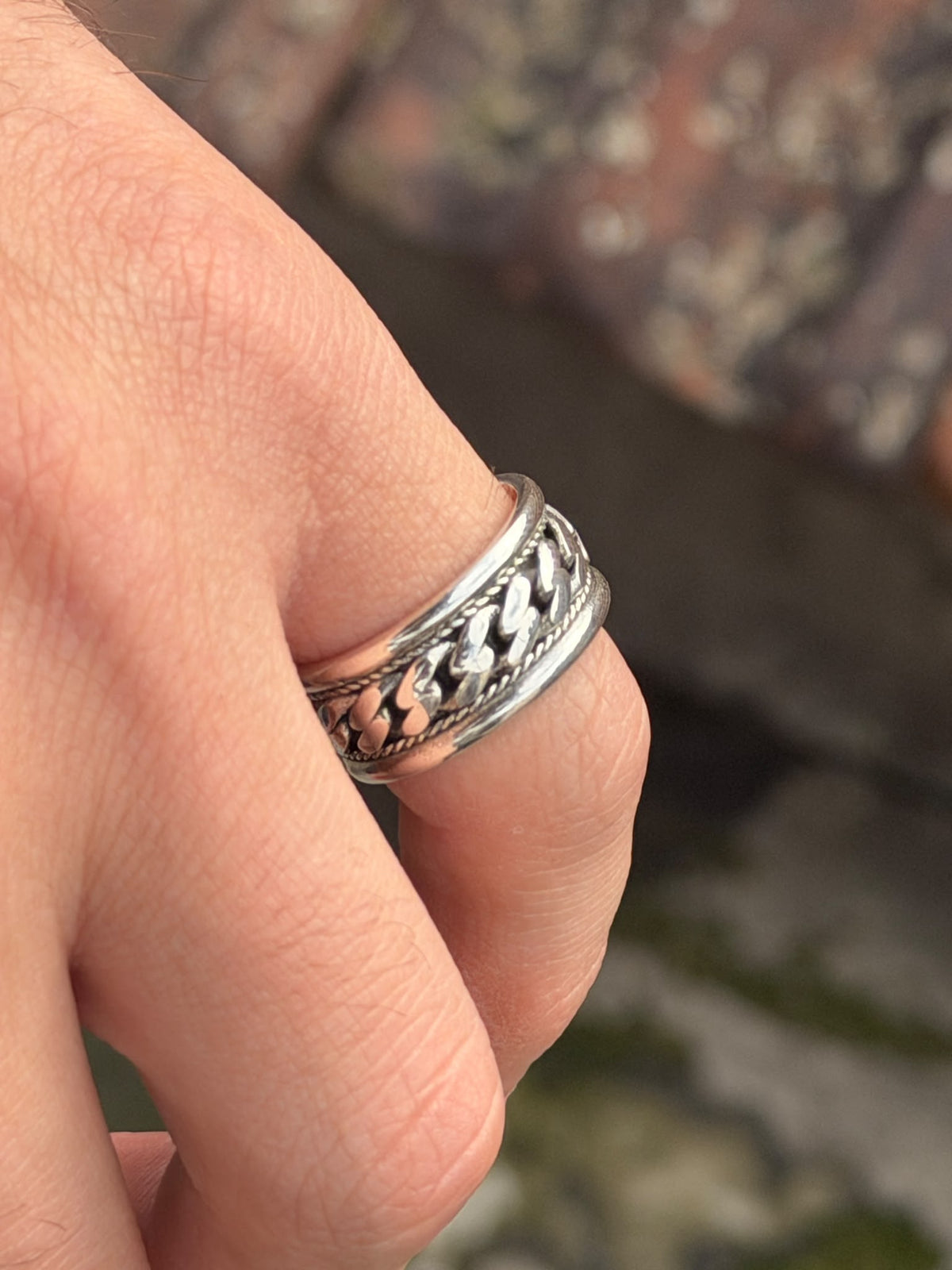 Sterling Silver Cuban Link Ring, 10MM Curb Band Ring, Statement Band Ring, Chain Model Ring, Promise Ring, Solid Silver, Unisex Ring