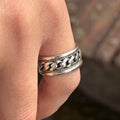 Sterling Silver Cuban Link Ring, 10MM Curb Band Ring, Statement Band Ring, Chain Model Ring, Promise Ring, Solid Silver, Unisex Ring