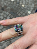 Men Handmade Ottoman Style Mystic Topaz Ring