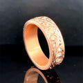 Vintage Rose Gold Engraved Band, Handmade Unique Floral Wedding Band
