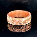 Vintage Rose Gold Engraved Band, Handmade Unique Floral Wedding Band