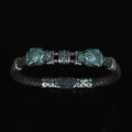 925 Sterling Silver Emerald Gemstone Panther Tiger Head Bracelet