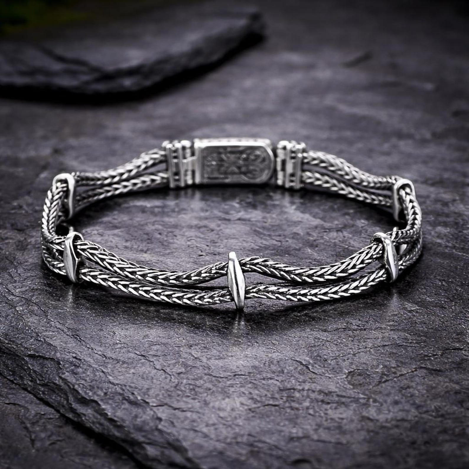 925 Sterling Silver Handmade Foxtail Chain Bracelet