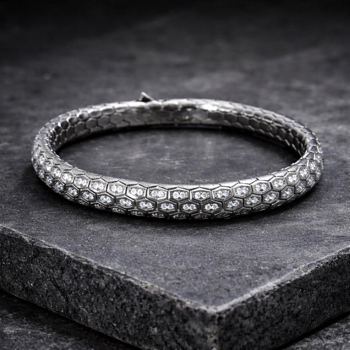 925 Sterling Silver Cz Stone Luxury Zircon Snake Bracelet