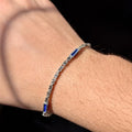 925 Silver Sapphire Stone Byzantine King Chain Bracelet