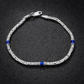 925 Silver Minimal Byzantine Sapphire Stone Bracelet