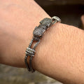 925 Silver Panther Head Chain Black Diamond Bracelet