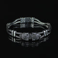 925 Silver Panther Head Chain Black Diamond Bracelet
