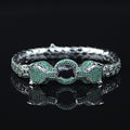 925 Sterling Silver Python Emerald Wildcat Panther Bracelet