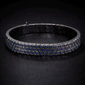 925 Sterling Silver Black Rhodium Sapphire Snake Chain Bracelet