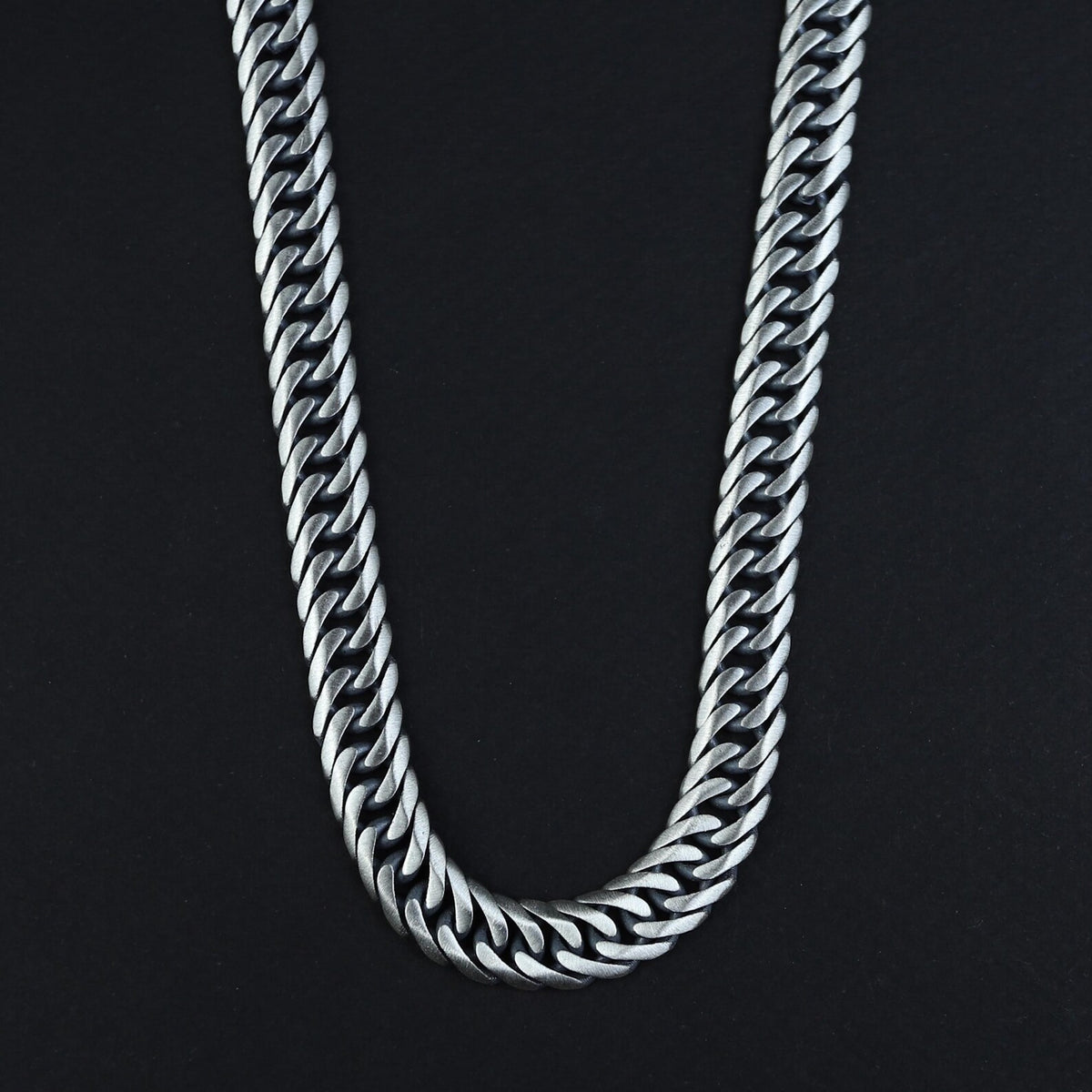 925 Silver Oxidized 9MM Curb Cuban Link Chain Necklace