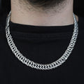 Men Silver 12MM Oxidized Heavy Solid Curb Chain Necklace