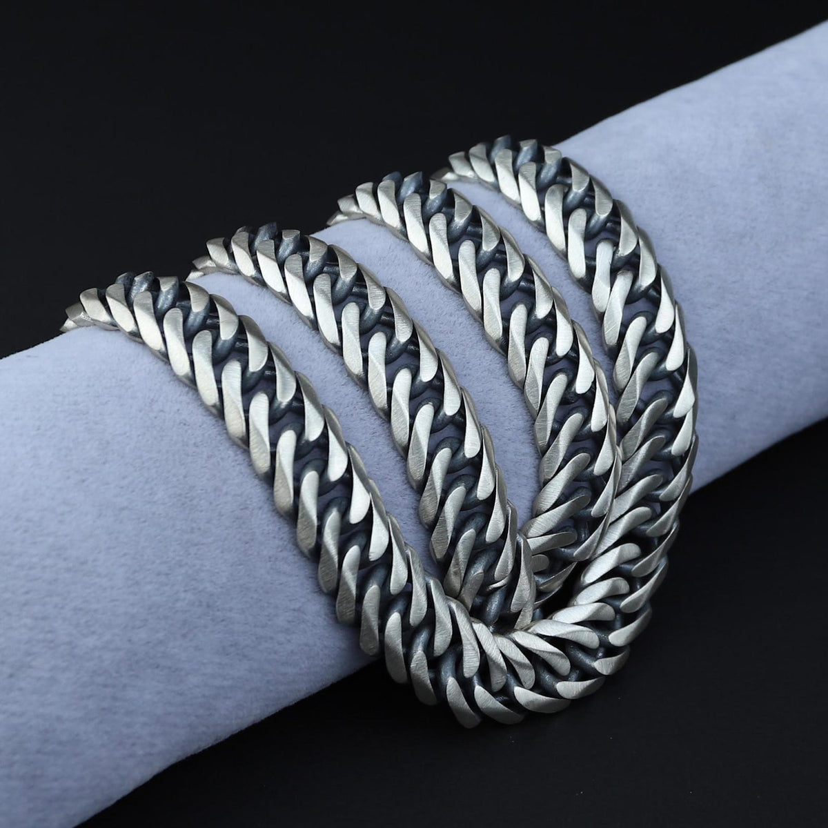 Solid Silver 15MM Men Cuban Solid Thick Curb Chain Necklace