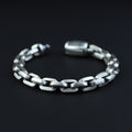 Sterling Silver Cable Solid Silver Onyx Stone Chain Bracelet