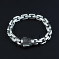 Sterling Silver Cable Solid Silver Onyx Stone Chain Bracelet