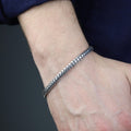 925 Silver Onyx Stone Popcorn Chain Link Bracelet Black Stone Snake Bracelet