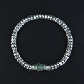 Men Silver Emerald Stone Popcorn Chain Bracelet