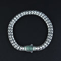 Men Silver Emerald Chain Bracelet, 5MM Popcorn Chain Luxury Bracelet