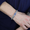 925 Men Silver Sapphire Popcorn Men Elegant Sapphire Link Bracelet