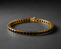 Men Gold Square Black Diamond Men Black Diamond Tennis Bracelet