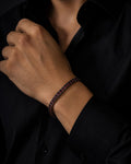 Men Silver Ruby Gemstone Bracelet, Elegant Square Ruby Tennis Bracelet
