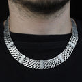 925 Sterling Silver 16mm Curb Solid Greek Key Chain Necklace