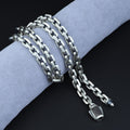 Men 925 Silver Handmade Black Onyx Stone Curb Box Chain Necklace