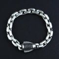 Sterling Silver Cable Solid Silver Onyx Stone Chain Bracelet