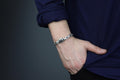 Sterling Silver Cable Solid Silver Onyx Stone Chain Bracelet