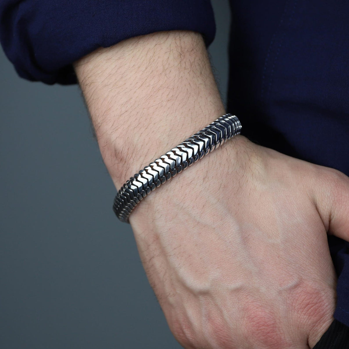 925 Silver Polished Lion Chain 10MM Elegant Men Chain Bracelet