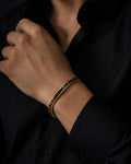 Men Gold Square Black Diamond Men Black Diamond Tennis Bracelet