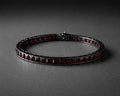 Men Silver Ruby Gemstone Bracelet, Elegant Square Ruby Tennis Bracelet