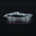 925 Sterling Silver North Star Bracelet Men Handmade Watch Chain Black Stone