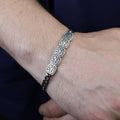 925 Sterling Silver Cuban Chain Bracelet Men Handmade Engraved Curb Link Gift